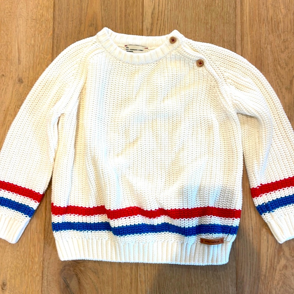 Girls designer chunky sweater, ivory 8T